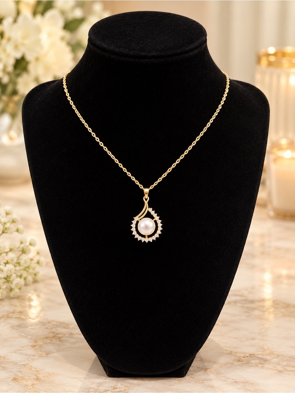 925s Gold Fresh Water Pearl Drop Pendant Necklace